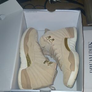 Women's Tan and Gold Jordan Sneakers